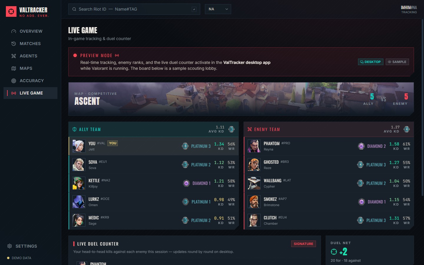 Live in-game scouting board